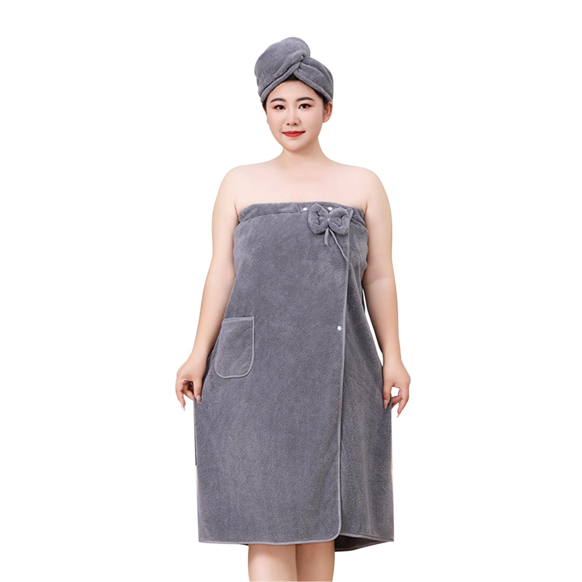 TINAYAUE Large Bath Skirt Dry Hair Cap Set for Women Tube Top Bath Towel Wrap Beauty Salon Spa Hot Spring Hotel Strong Absorption Coral Fleece Bathing