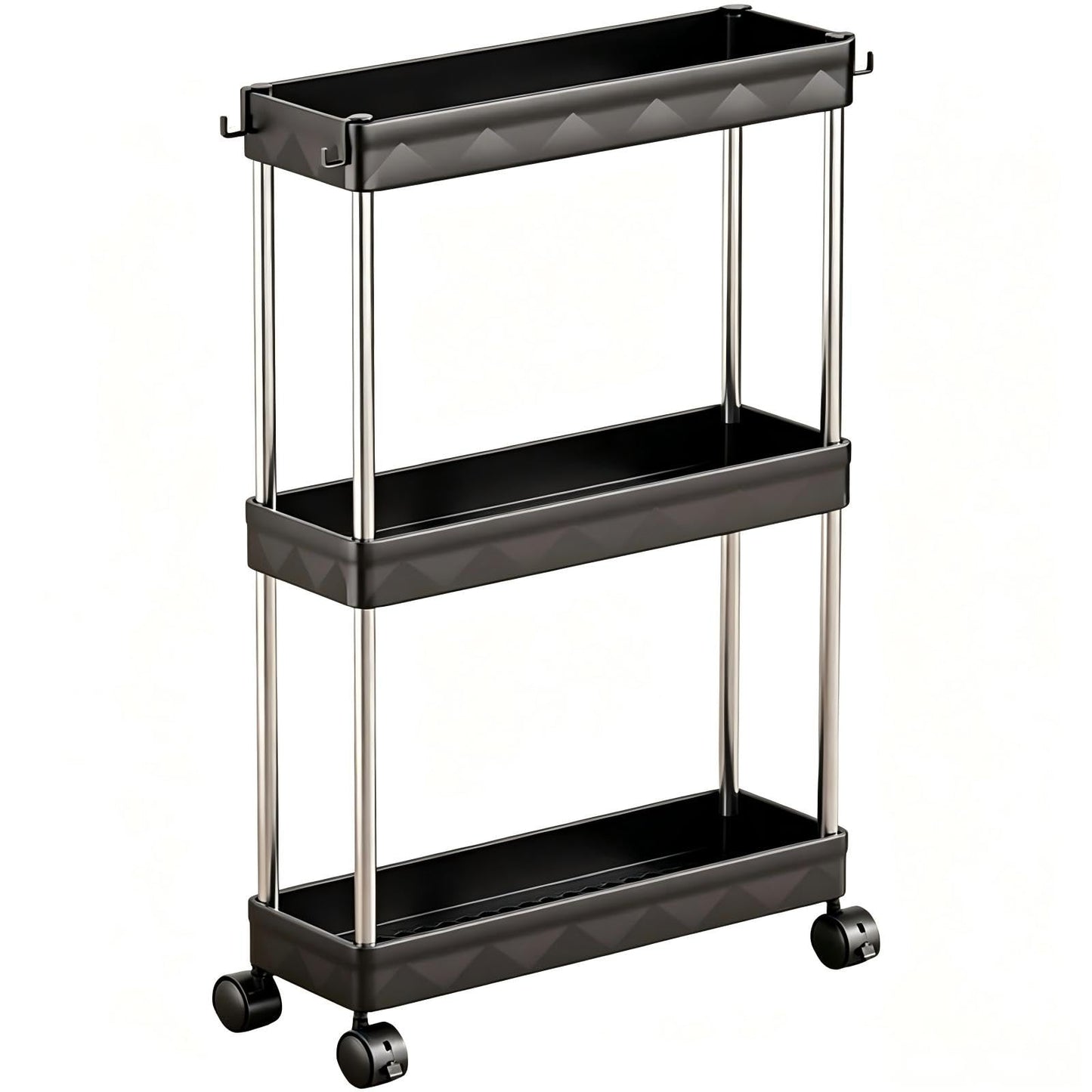 Multibao 3 Tier Slim Slide Out Kitchen Trolley Rack Holder Storage Shelf Organiser with Wheels for Small Spaces Bathroom Kitchen Laundryroom Bedroom