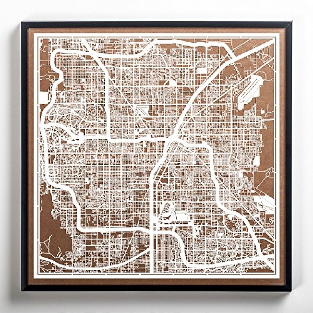 Las Vegas Paper Cut Map White 12×12 inches Paper Art
