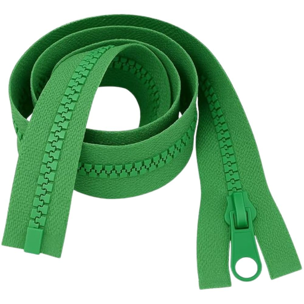 30" (76cm) Bright Green Chunky Zip - Heavy-Duty Open-Ended Separating