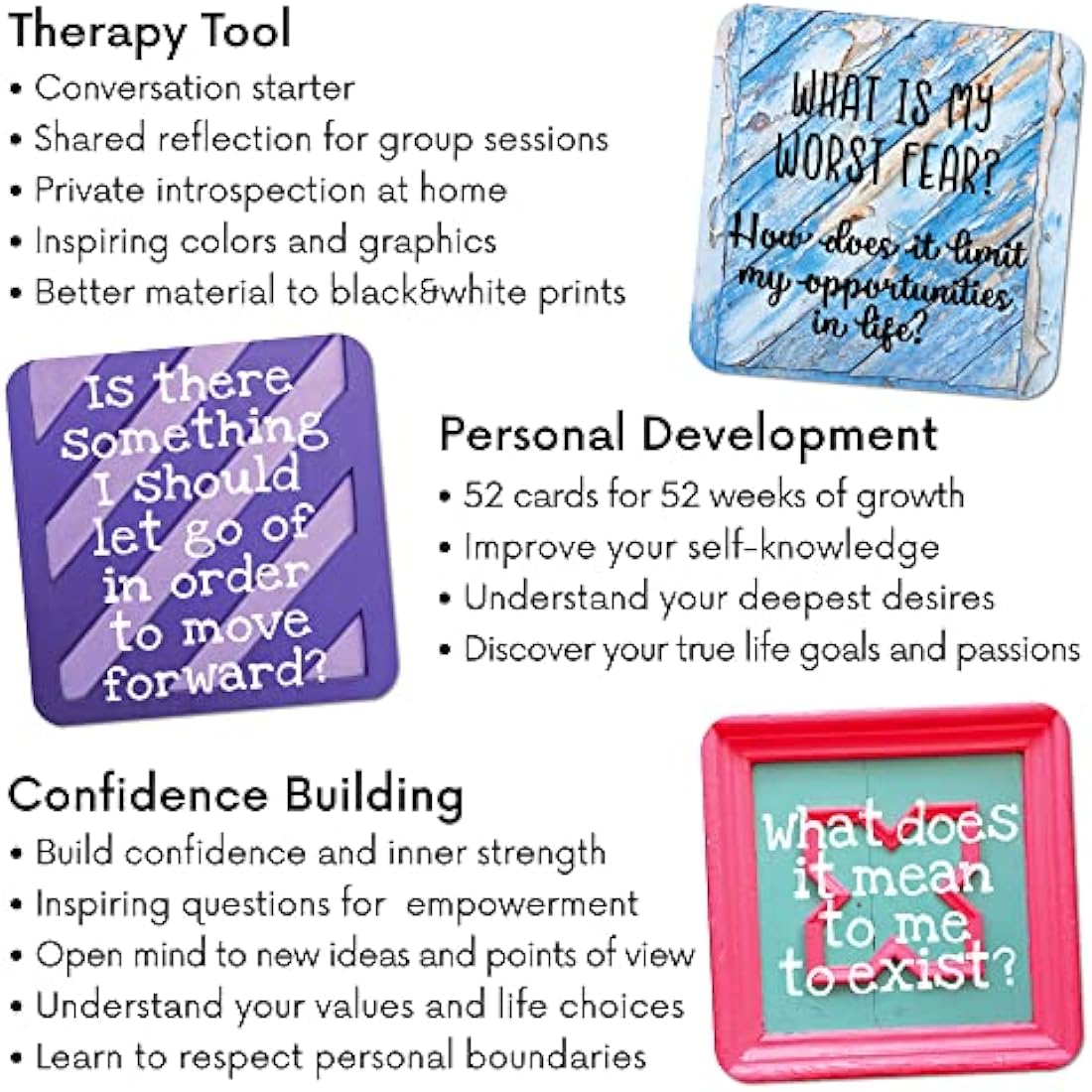 Sunny Present Empowering Questions Cards - 52 Self Care Cards for self-reflection, journaling, meditation and therapy