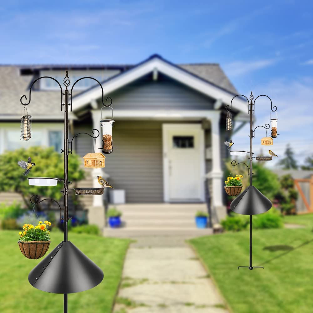 MIXXIDEA Deluxe Bird Feeding Station Kit - Wild Bird Feeder Hanging Kit with Suet Cage, Squirrel Guard Baffle, Multi Feeder Hanging, Planter Hanger,