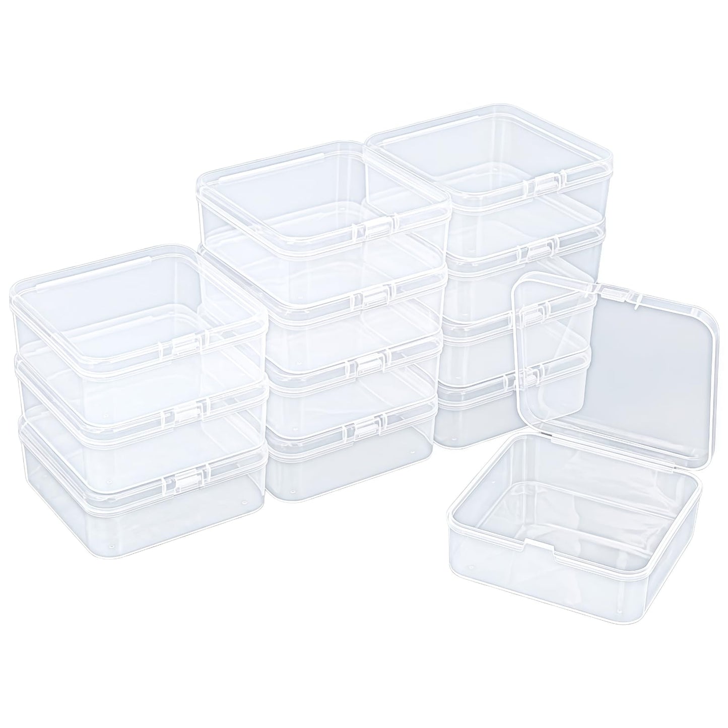 Goodma 12 Pieces Square Empty Mini Clear Plastic Storage Box, 85x85x35mm