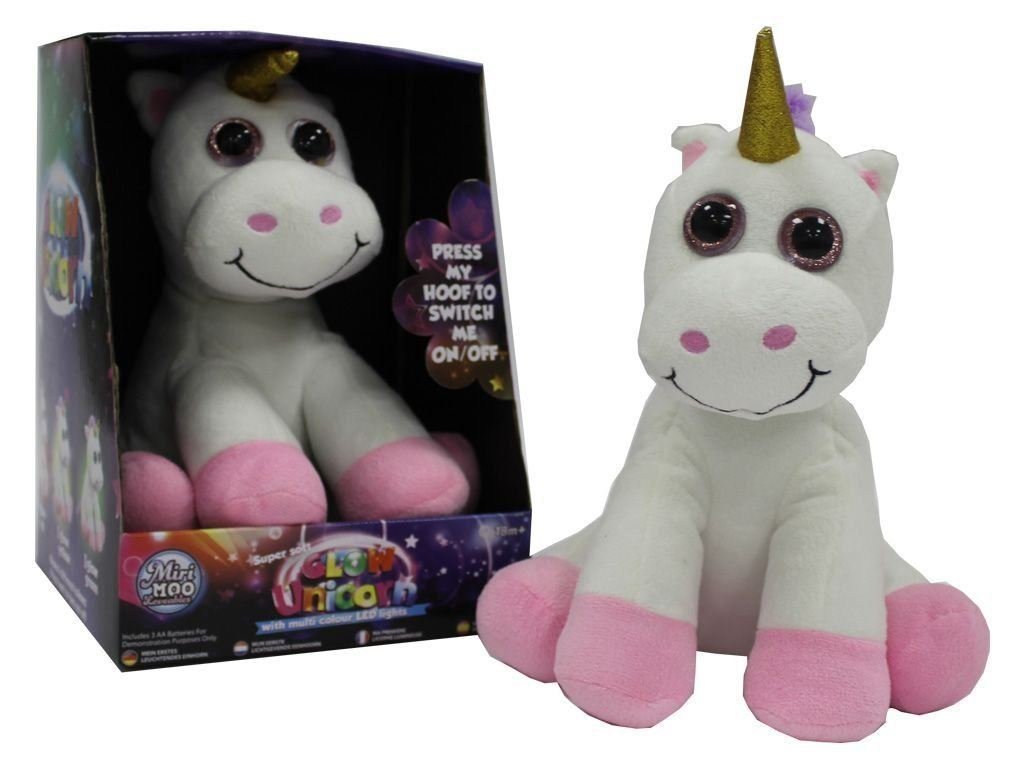 Miri Moo Super Soft Glow Unicorn Teddy Multi Colour Changing Nightlight Led