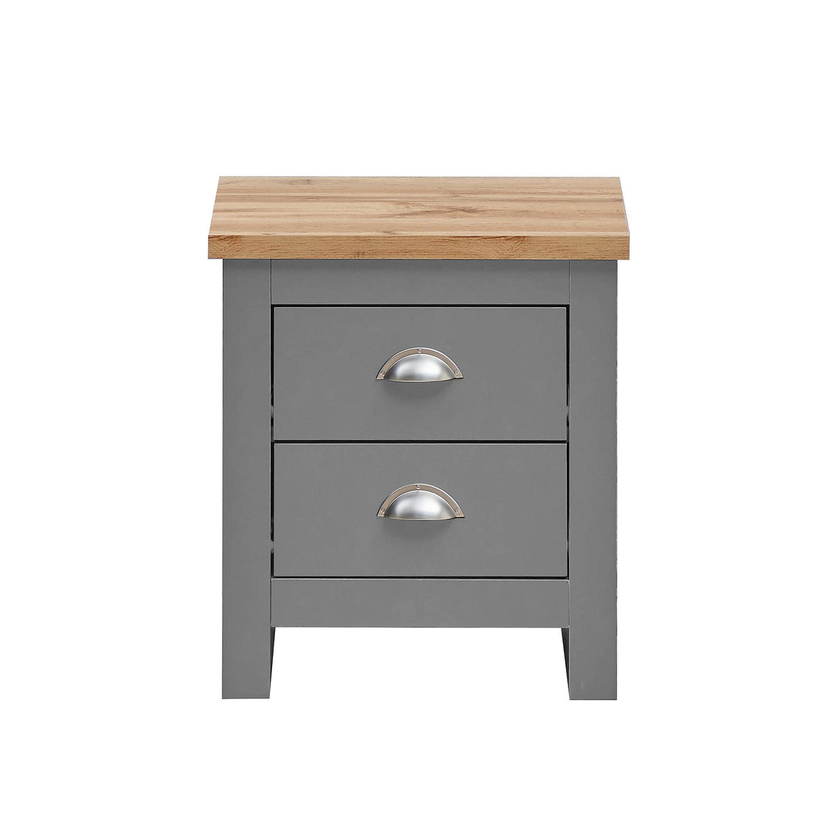 Timber Art Design UK Lisbon 2 Drawer Chest Bedside Cabinet Storage Unit Nightstand Table Modern Furniture for Living Room, Bedroom, Hallway, Grey Oak