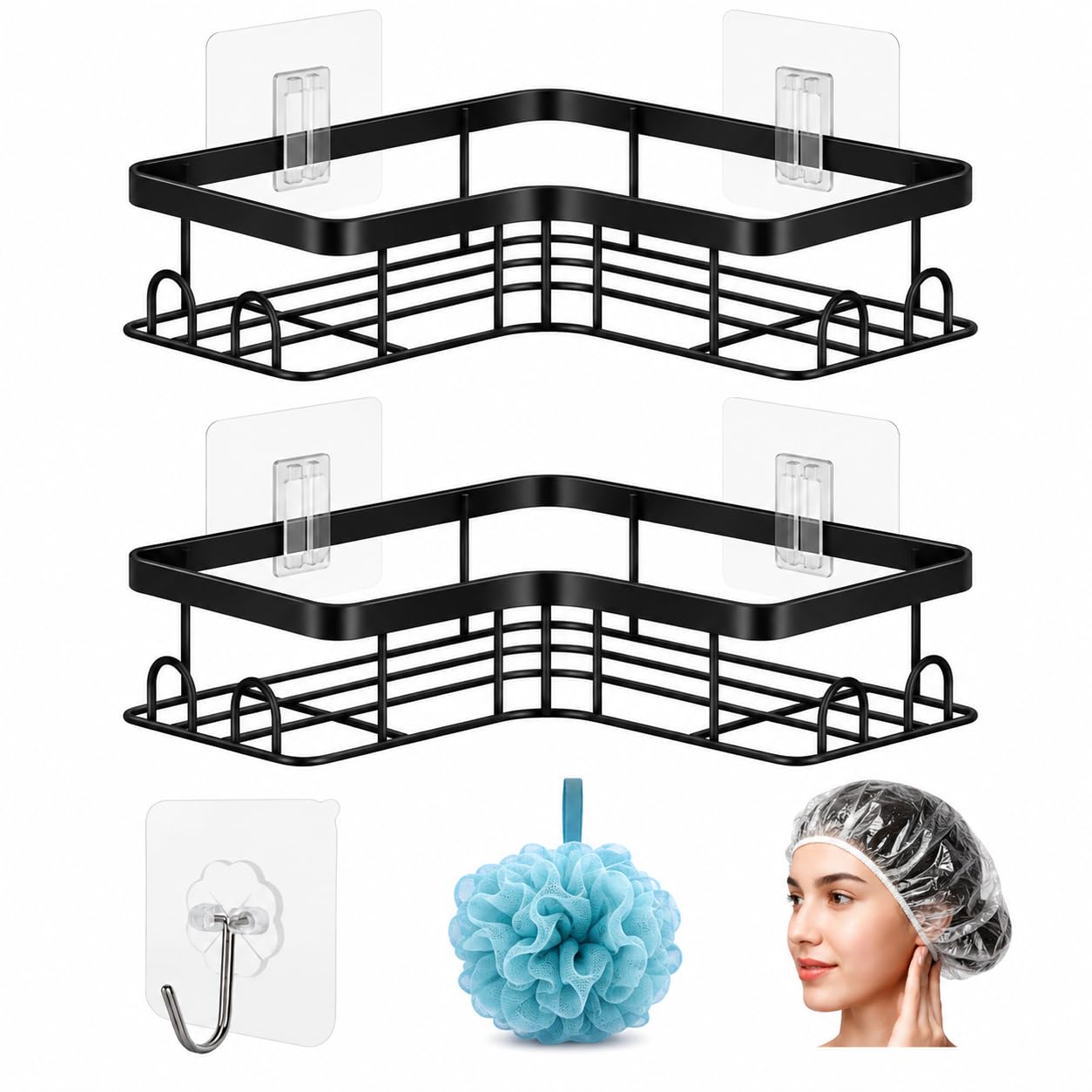 Corner Shower Caddy, 2 Pack Rustproof Shower Storage Organizer, Durable Bathroom Shelf with Spacious Capacity
