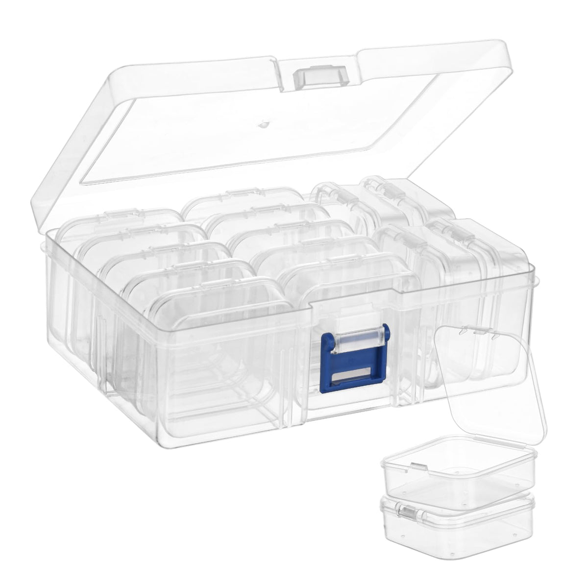 AUAUY Bead Organizer Box, 15Pcs Clear Plastic Storage Containers for Beads