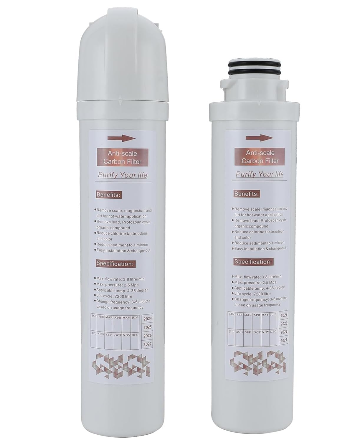 Yamataro 2 Pack Boiling Water Tap Replacement Carbon Filter Water Filter Cartridge Anti-Scale Under Sink Replacement Carbon Rod Filter for Instant Hot
