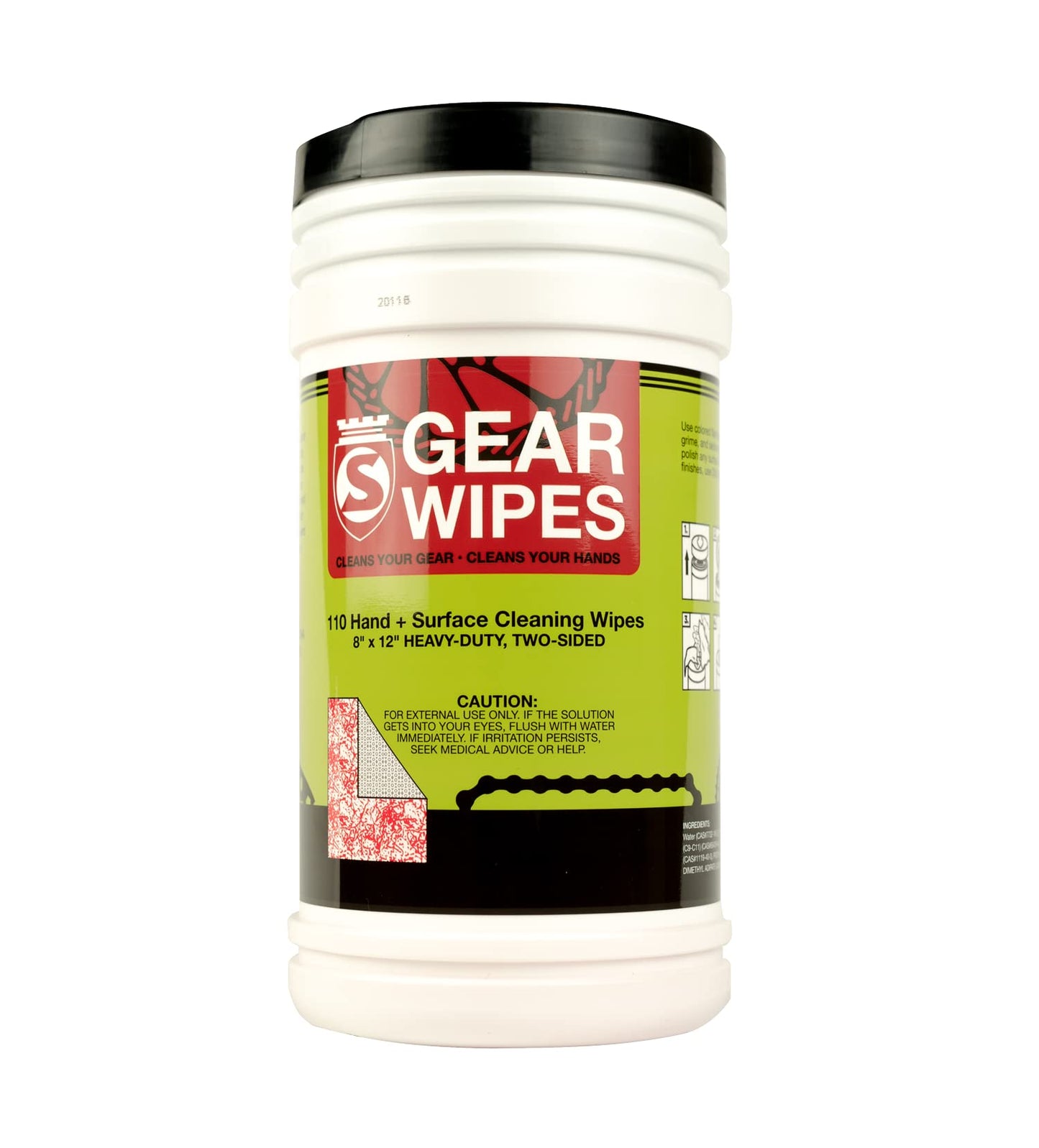 SILCA Bike Gear Wipes Canister, 8" x 12" Double-Sided Towels - 110 Count