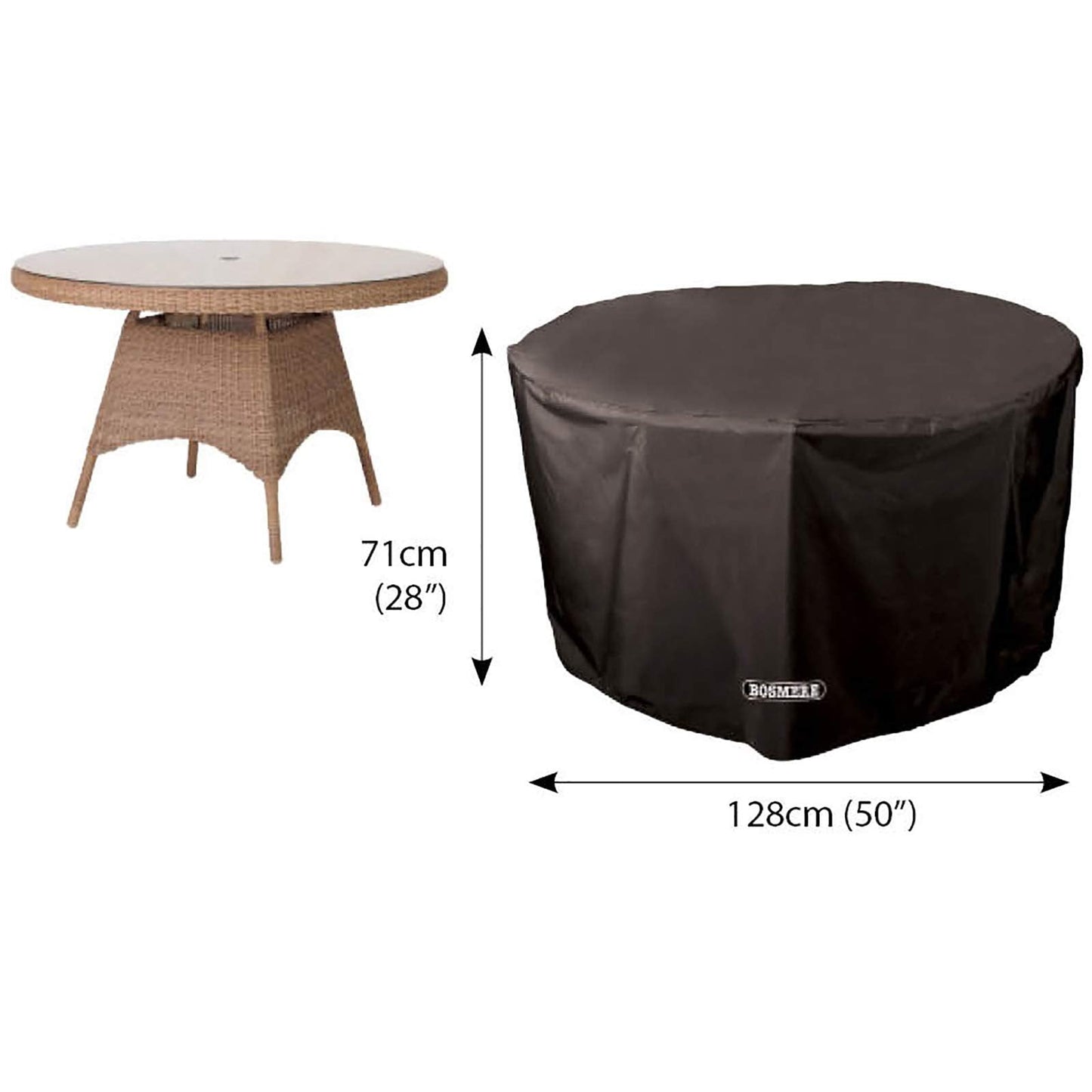 Bosmere Protector 6000 | Circular Table Cover | D 128cm H 71cm | 100% Waterproof, UV Protected, Heavy Duty 600D | 6 Year Guarantee | D545, Black