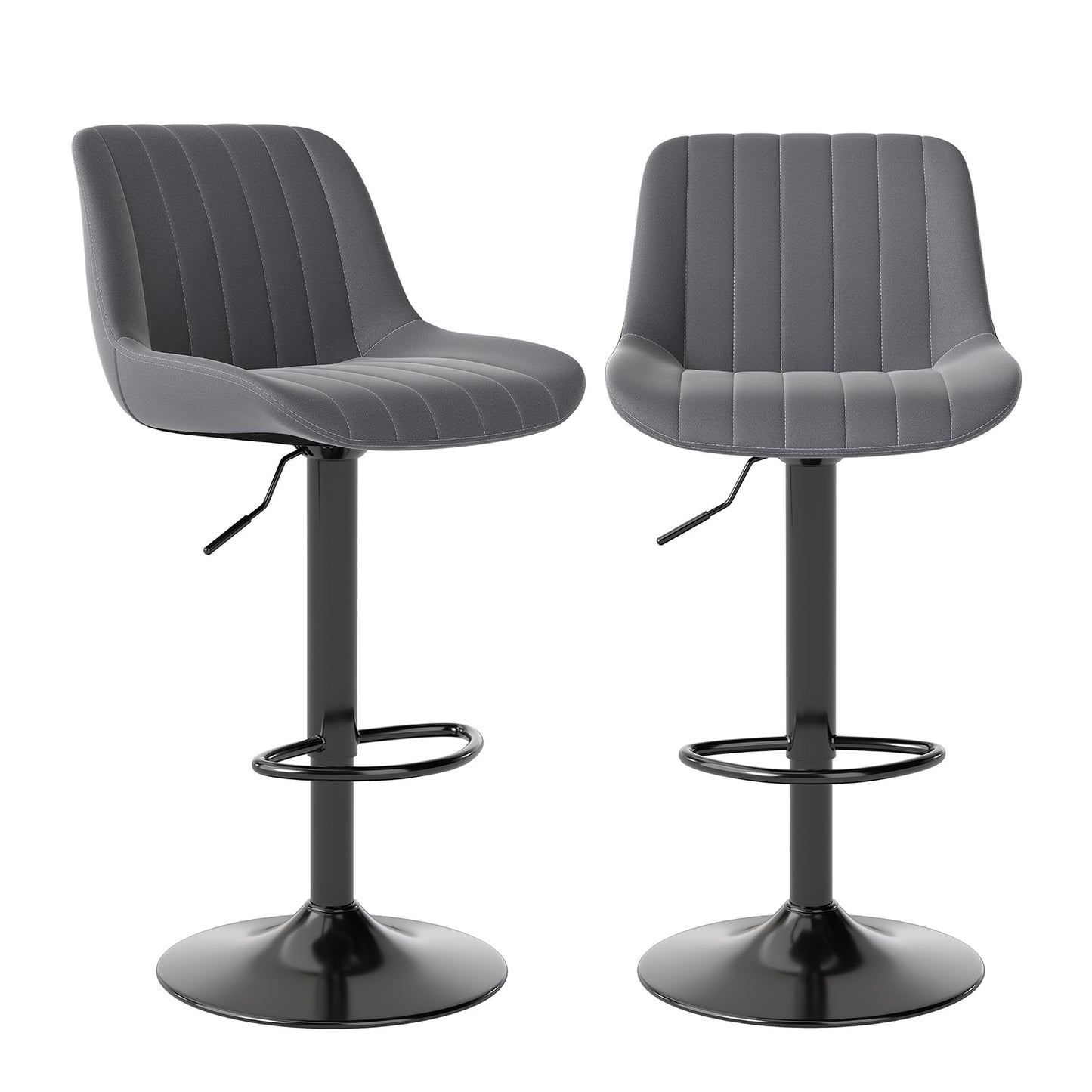 Youhauchair Bar Stools Set of 2, Swivel Barstools with Backrest, Dark Grey