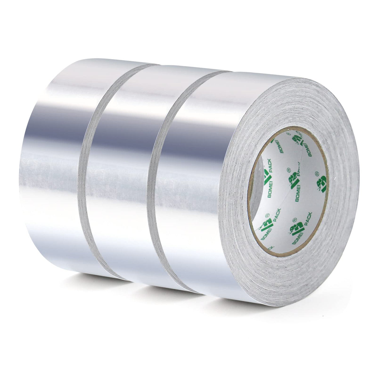 BOMEI PACK 3 rolls Aluminum foil tape Resistant High Temperature 50 mm x 50 m,Moisture,UV resistant Waterproof for Pipes Repairing,Insulating,heating