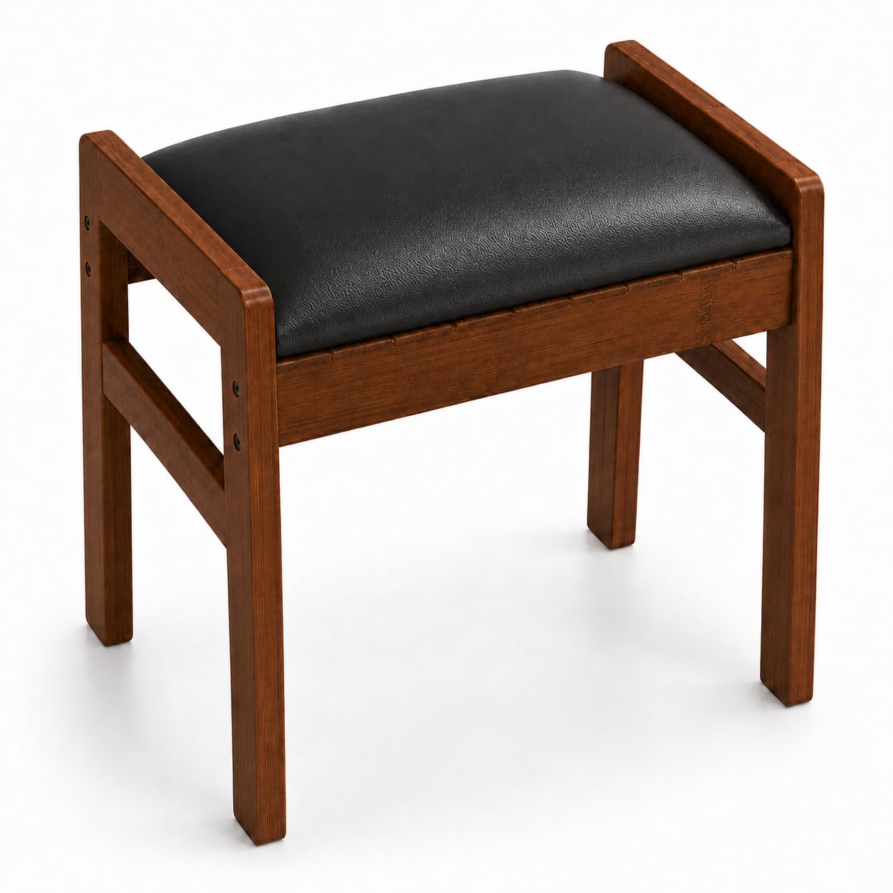 BAMBOOHOMIE Foot Stool Ottoman, Modern Vanity Stool Chair for Makeup with Removable Cushion & Side Handles