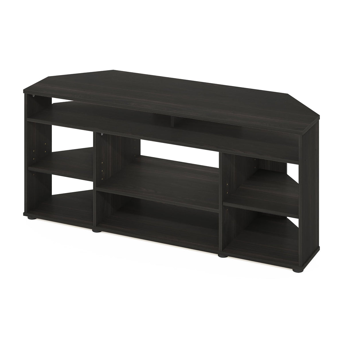 Furinno JENSEN TV Stand, Corner Entertainment Center, TV Console for TV up to 55 Inch, for Living Room, Bedroom, Espresso