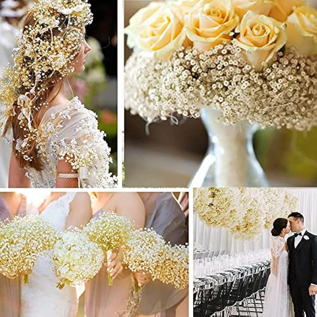 OUKEYI 17 Inch Dried Flowers Baby's Breath Bouquet - 2000+ Ivory White Dry Flowers,Natural Gypsophila Branches for Home Decor, Wedding, Table Decor, DIY Wreath Floral, Dry Flowers Bulk for Vase