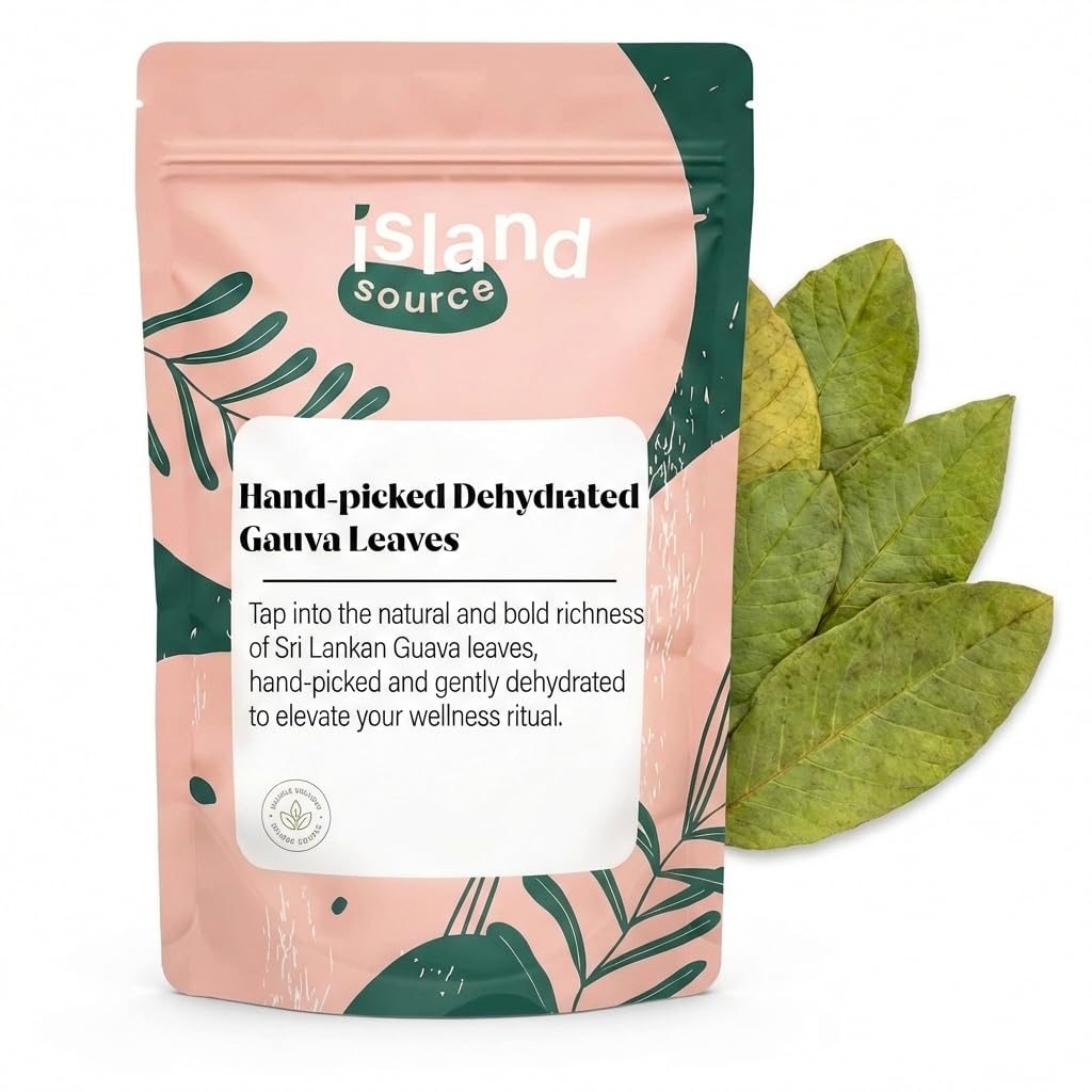 Island Source Guava Leaf 50g - Hand-Picked Sri Lankan Guava Leaves, Gently Dehydrated | Caffeine-Free Herbal Infusion Leaves | Resealable Pouch