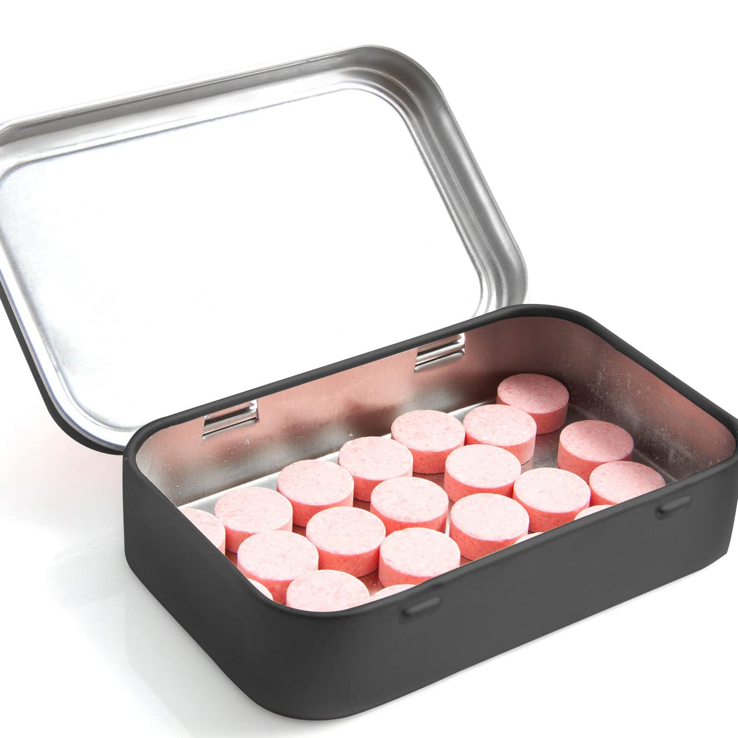 Tins Container, Metal Rectangular Tin Can,Mini Portable Box Small Storage Basic Necessities Home Storage Organizer Empty Hinged Household Storage Box