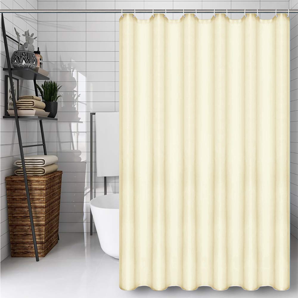 CXTAI Cream Shower Curtain, Mould Proof and Mildew Resistant Washable Polyester Bathroom Curtains w/12pcs Hooks (71x71inch,180x180cm)
