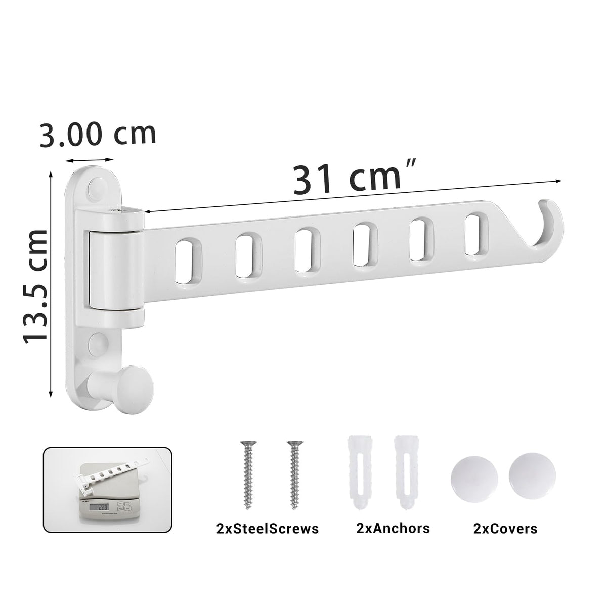 JOOM Wall Mounted Drying Rack, Foldable 180° Rotating Clothes Airer,White