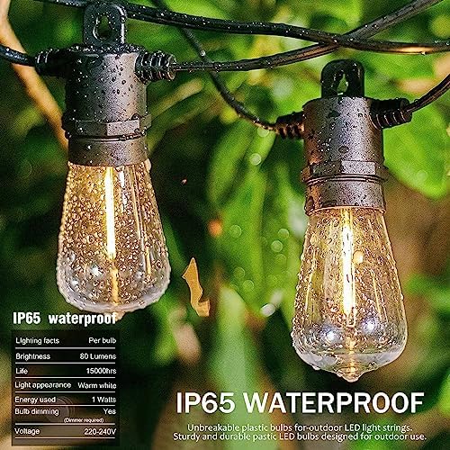 Festoon Lights Outdoor 30M/100 FT Garden String Festoon Lights IP65 with 32 LED 2700K Bulbs Outdoor String Lights Mains for Indoor Outside Patio Pergola Decor, 4M Extension Cable Built-in