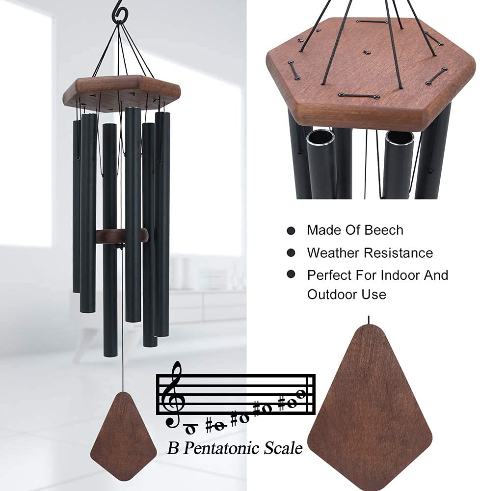 Astarin Memorial Wind Chimes for Outside Deep Tone, Wind Chime Outdoor Sympathy Wind-Chime Personalized with 6 Tuned Tubes, Elegant Chime for Garden