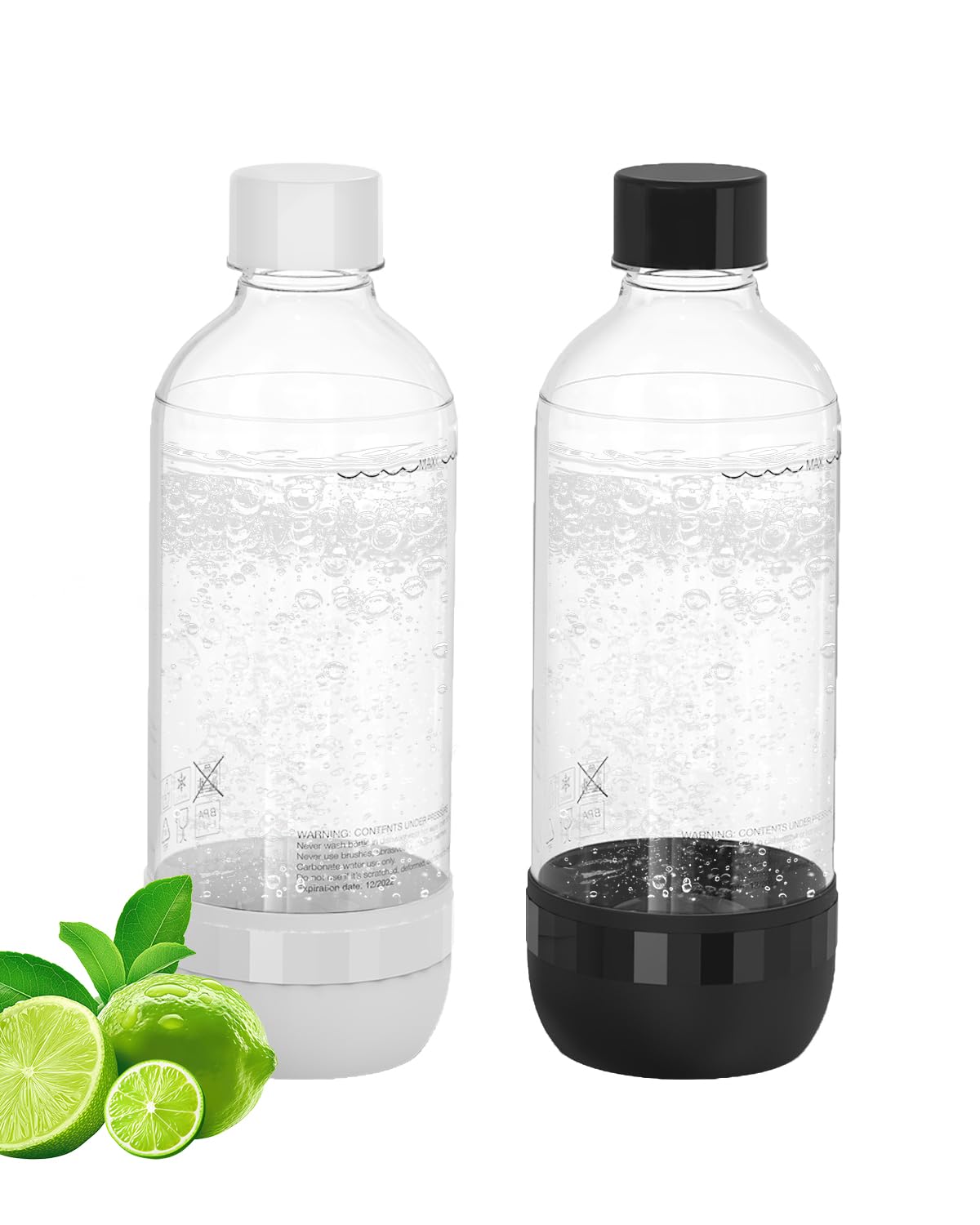 OiDiPi Soda Maker Bottles, 1 Litre Reusable BPA Free Sparkling Water Bottles, Reusable Carbonating Bottles, Replacement Bottle for Soda Machine, 2