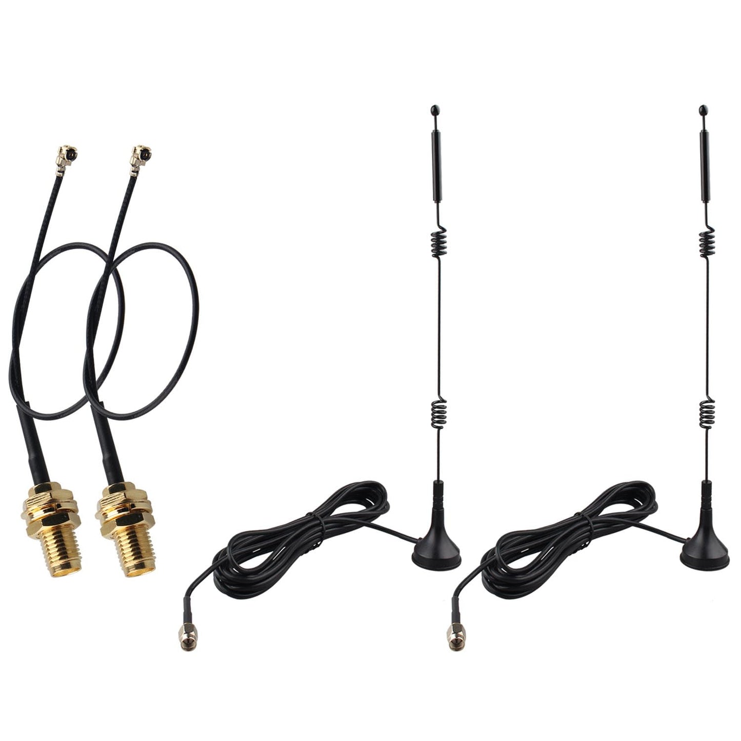 Futheda 2pcs Dual Band WiFi Antenna with 3m Cable 2.4GHz 5GHz 5.8GHz 12dBi SMA Male Aerial on Magnetic Base + 15cm UFL MHF1 to SMA Female Pigtail
