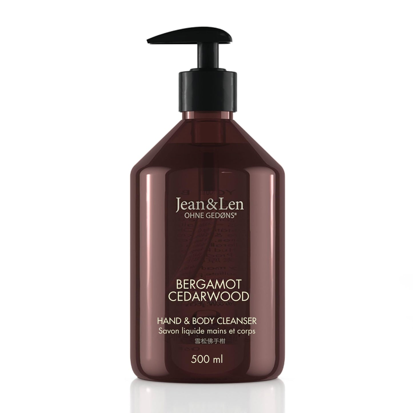 Jean&Len Hand & Body Cleanser Bergamot & Cedarwood, for a Scented Cleansing Experience, Body and Hand Soap, Refreshing Mediterranean Fragrance, Vegan,