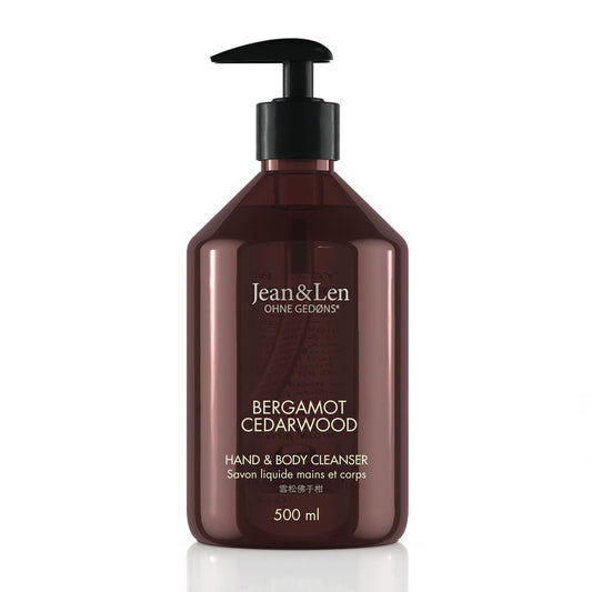 Jean&Len Hand & Body Cleanser Bergamot & Cedarwood, for a Scented Cleansing Experience, Body and Hand Soap, Refreshing Mediterranean Fragrance, Vegan,