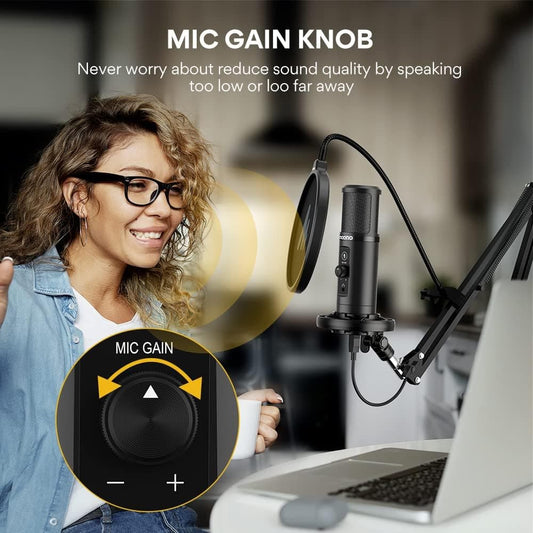 Maono USB Professional Cardioid Microphone with Boom Arm
