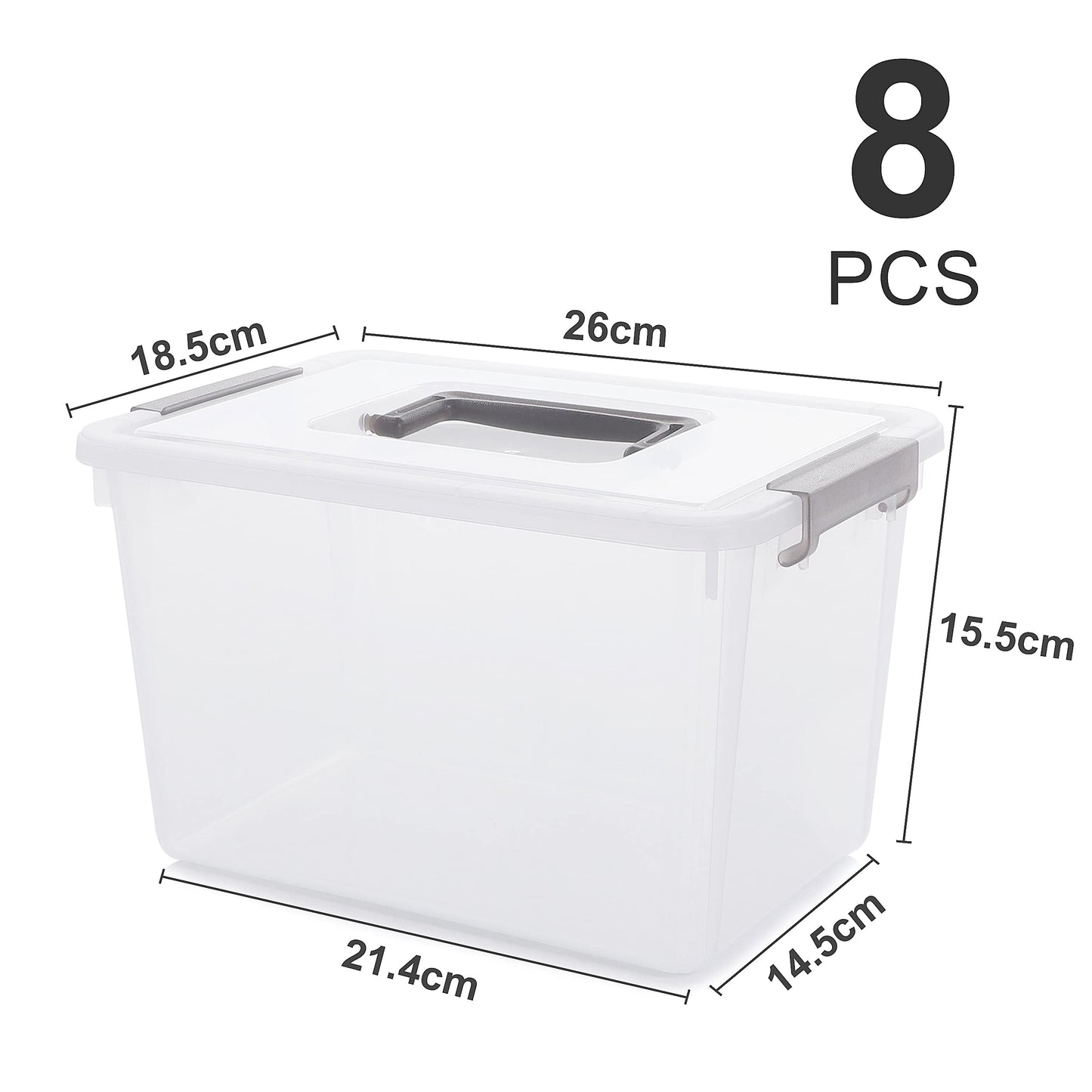 Citylife 8Packs 5L Plastic Boxes with Lids, Storage Clear Stackable Storage Boxes with Handle, Plastic Storage Boxes with Lids for Organizing Toys,
