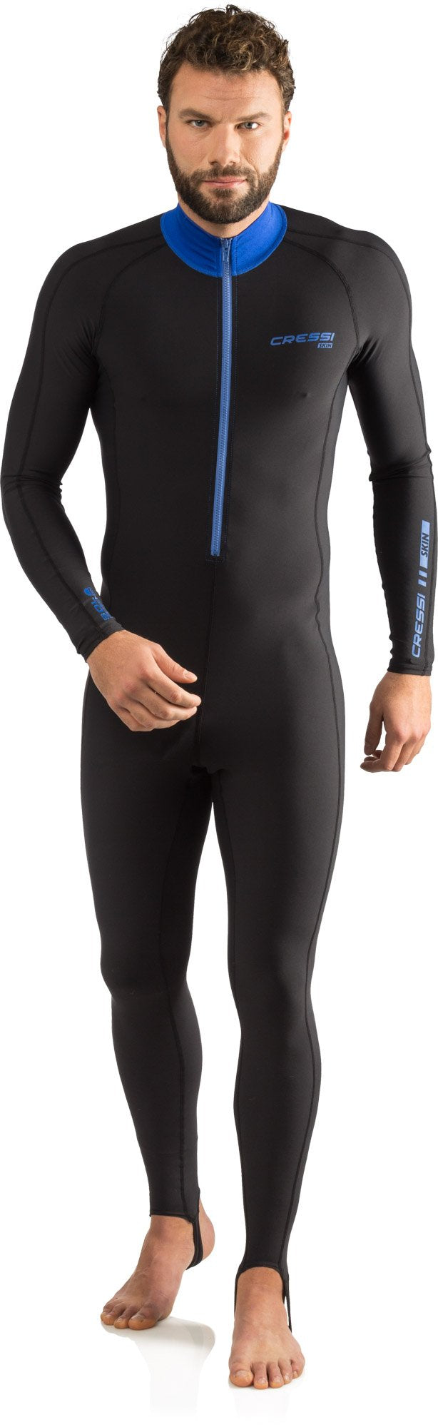 Cressi Men's 1mm One piece wetsuit Skin, Black Blue, L/4 UK