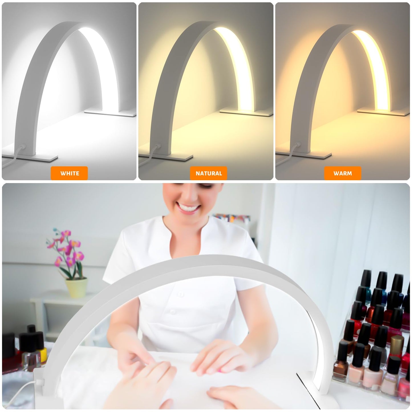 TwoWin Half Moon Lamp, Half Moon Light for Lashes, Nails, Lash Light Led Nail Tech Lamp, Desk Lamp for Lash Eyelash Extension, Tattoo, Eyebrows, Nail