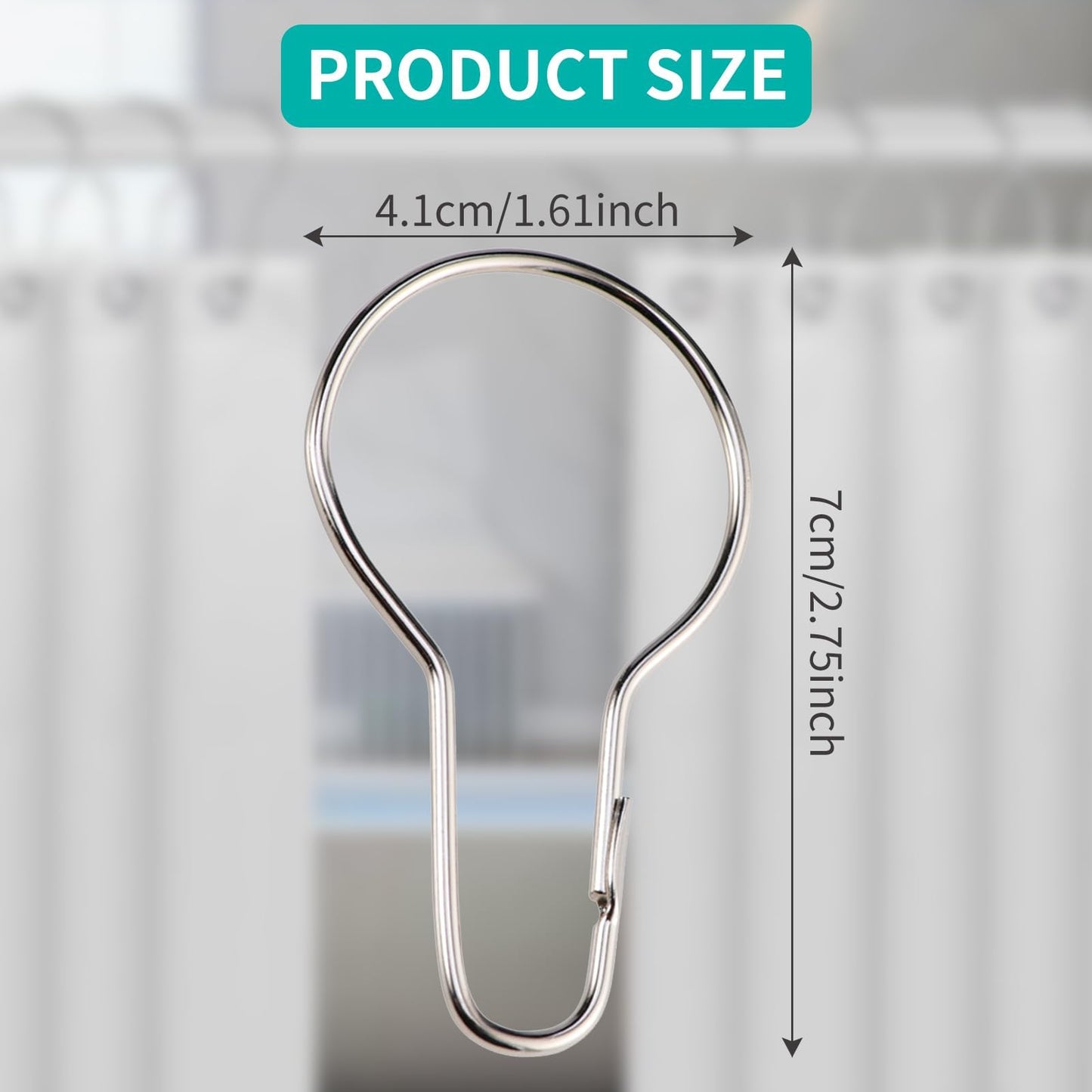 30PCS Shower Curtain Rings, Curtain Hangers Hanging Shower Clips,Stainless Steel Metal Rust Proof Decorative Hooks Loop for Bedroom Bathroom Kitchen