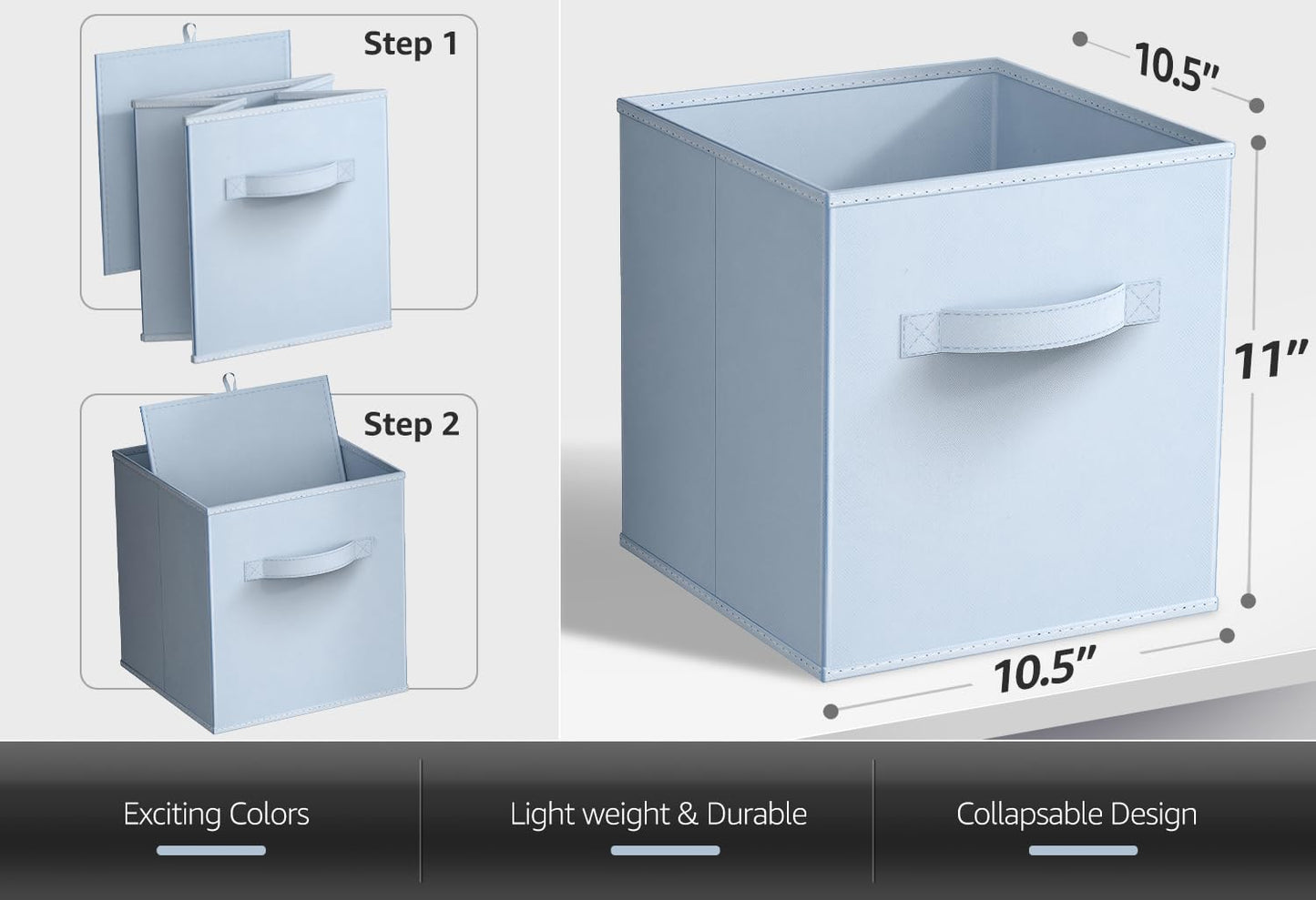 Sorbus Storage Cubes - 11 Inch Foldable Fabric Baskets for Organizing Pantry, Closet, Shelf, Toy Box, Cubby