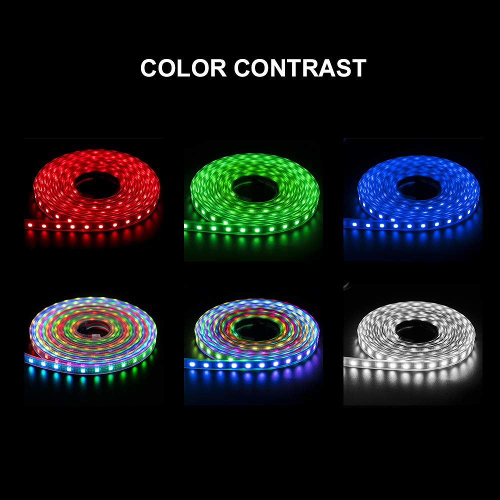 BTF-LIGHTING WS2812B 16.4ft 5m 60LEDs/Pixels/m Individually Addressable 5050SMD LED Strip Black PCB Full Color Flexible LED Pixel Strip Dream Color