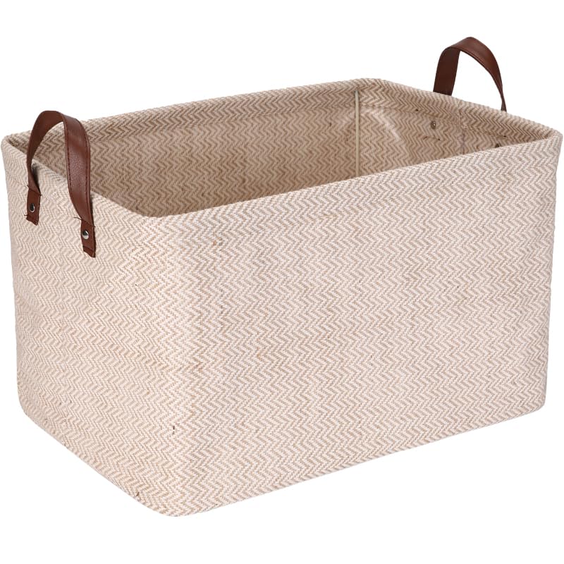 Sea Team Square Jute Structured Storage Basket Built-in Frame