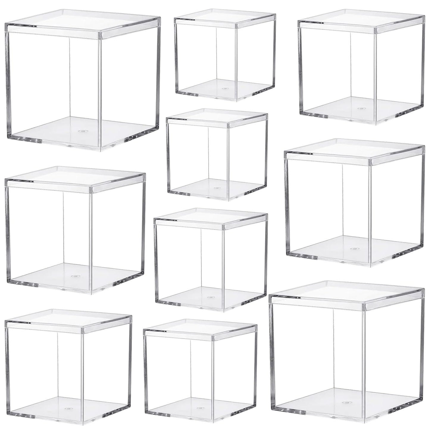 Keboyoe 10pcs Clear Acrylic Display Boxes with Lid for Storage Candy Pill