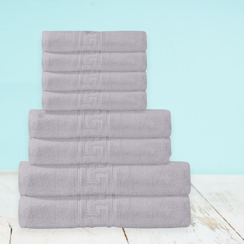 Indus Textiles 100% Egyptian Cotton Towel Sets 8 Piece - 2 Bath Towels 2 Hand Towels 4 Flannel Washcloths Bathroom Towels 600 GSM Highly Absorbent