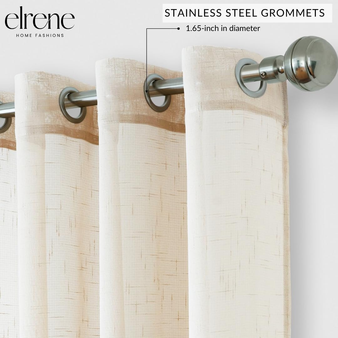 Elrene Home Fashions Carmen Sheer Extra-Wide Weatherproof Indoor/Outdoor Grommet Top Curtain Panel with Coordinating Tieback for Porch, Pergola,