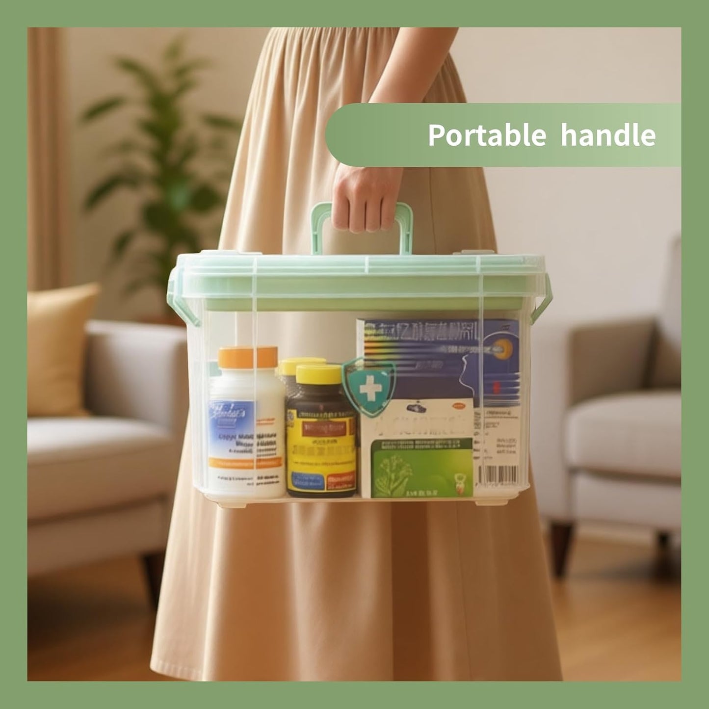 Chililon Medicine Storage Box,Household MedicineStorage Box Organiser,Double Layers Multi Grid Medicine Box,Portable with Lid Medication Storage Box