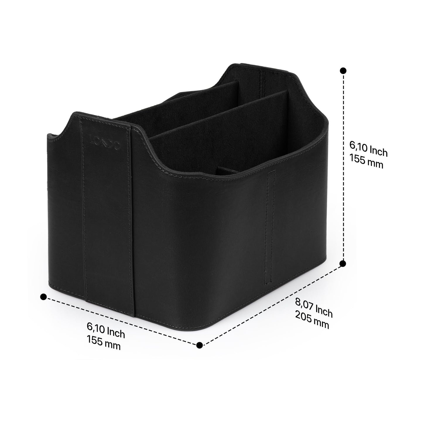 LONDO Leather Remote Control Organizer Caddy with Tablet Holder - 4 Pockets - Fits Apple TV, Roku, iPad
