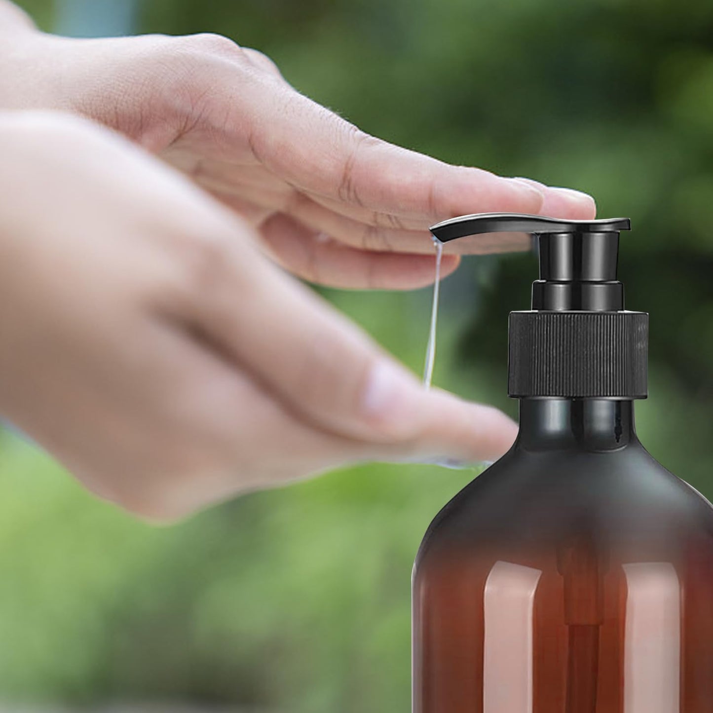 GAOHAN 4 Pack Pump Bottle Dispenser 500ml Refillable Bottle(2Green+2Brown)