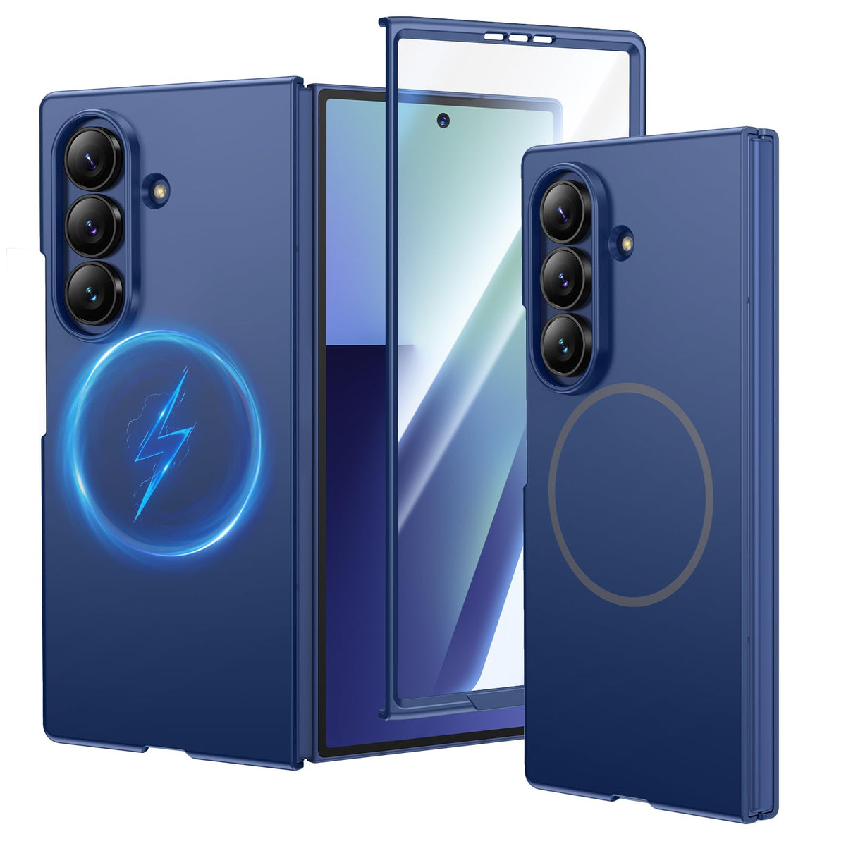HWeggo for Samsung Galaxy Z Fold 7 Case, [Compatible with Magnetic Charging] Ultra Slim Fit Phone Case with Built-in Screen Protector, Matte