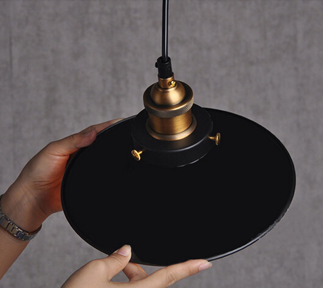 Chrasy 2 Packs Vintage Ceiling Light Industrial Style Pendant Lighting Edison Black Metal Lamp Shade Lighting Fixture for Kitchen Living Room