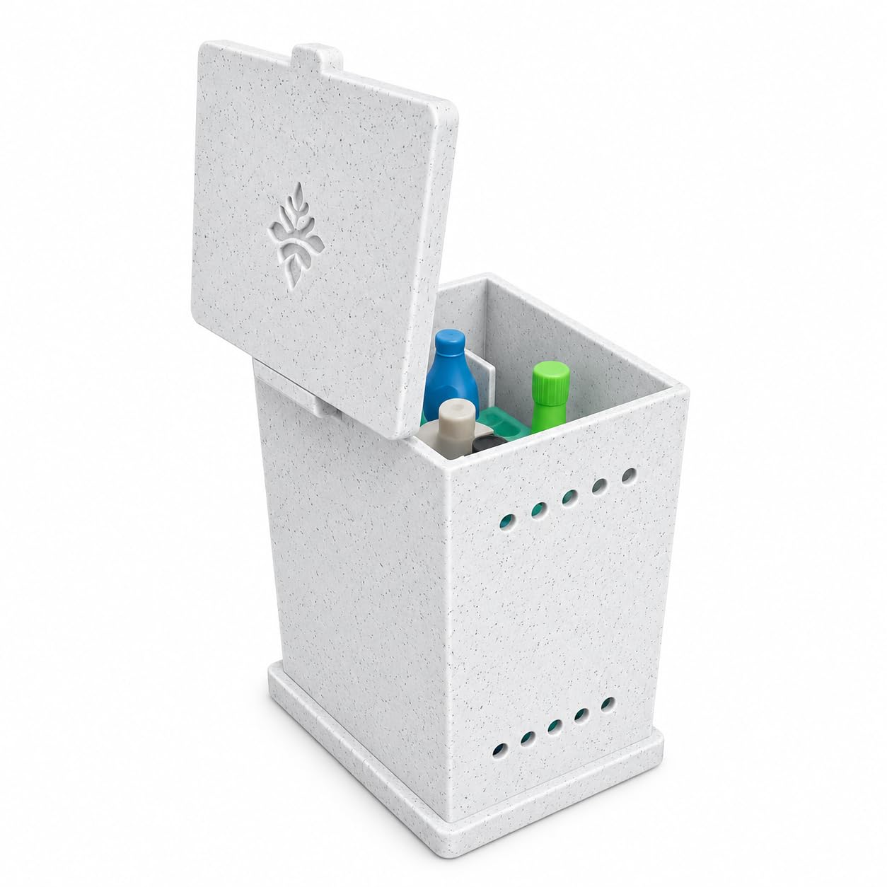 FlosSafe Interdental Brush Holder - TePe Compatible Dental Storage Box | Ventilated Hygienic Organiser - Countertop Marble effect