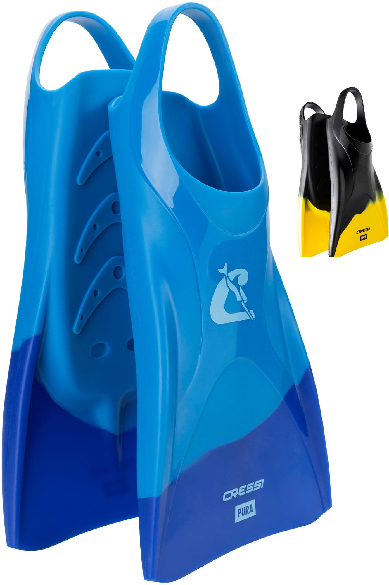 CRESSI Adult Swim Fins - Flexible Silicone for Comfortable and Durable Use, Blue/Azure, 43/45 - Pura: Designed in Italy