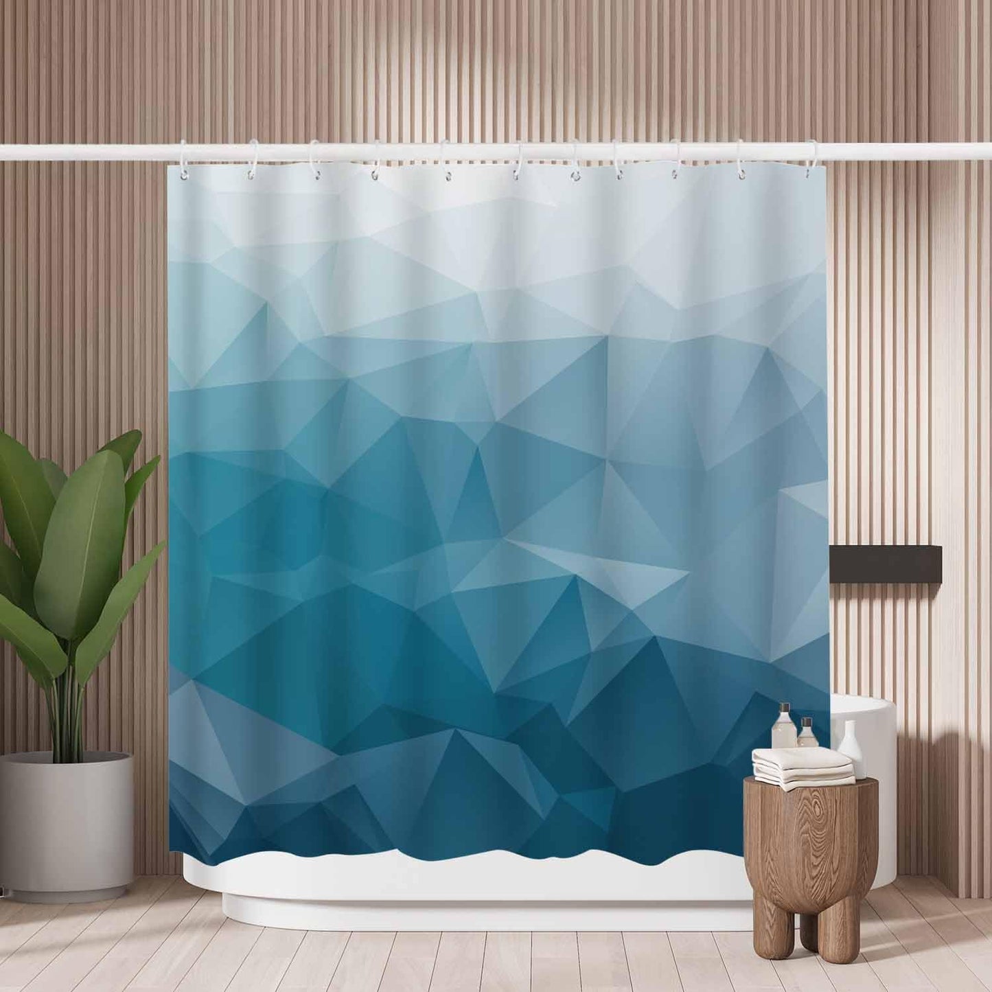 Woutay Shower Curtain Mould Proof Resistant Abstract Geometric Pattern,Water Repellant Fabric,Polyester,with 12 Plastic Hooks