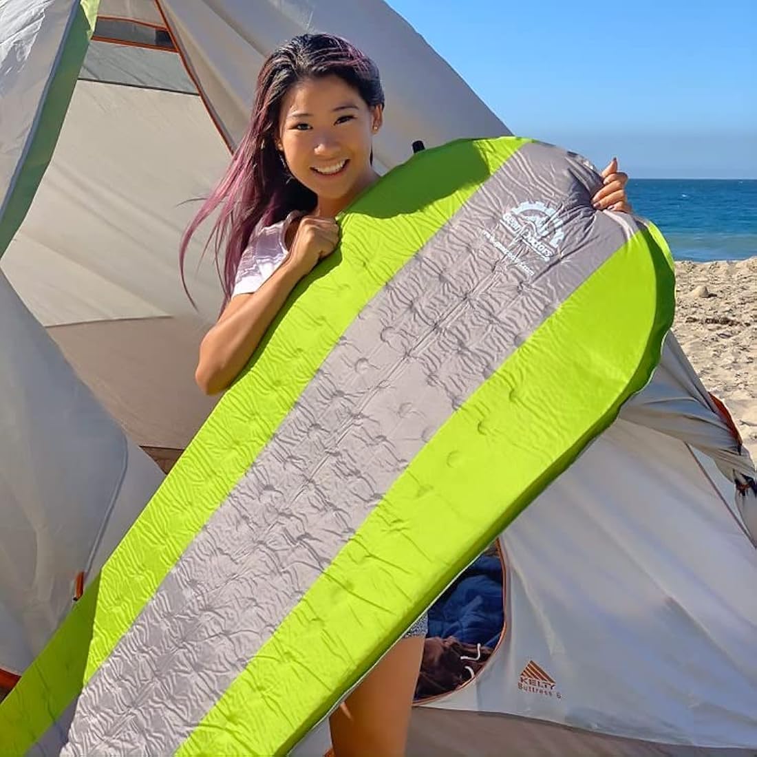 Gear Doctors - Self Inflating Sleeping Pad - 4.3 R Four Season Camping pad-1.5 Inch Thick Air Foam Hybrid- Perfect Size Mattress for Camping Backpacking Travel with Insulation for Cold Winters