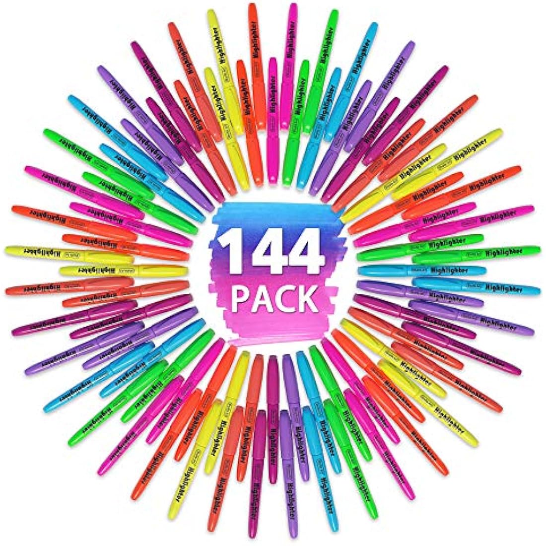 Shuttle Art 144 Pack Highlighters, Highlighters Assorted Colours, 8 Colours Chisel Tip Dry-Quickly Non-Toxic Highlighter Markers Pens for Adults Kids Highlighting in the Home School Office